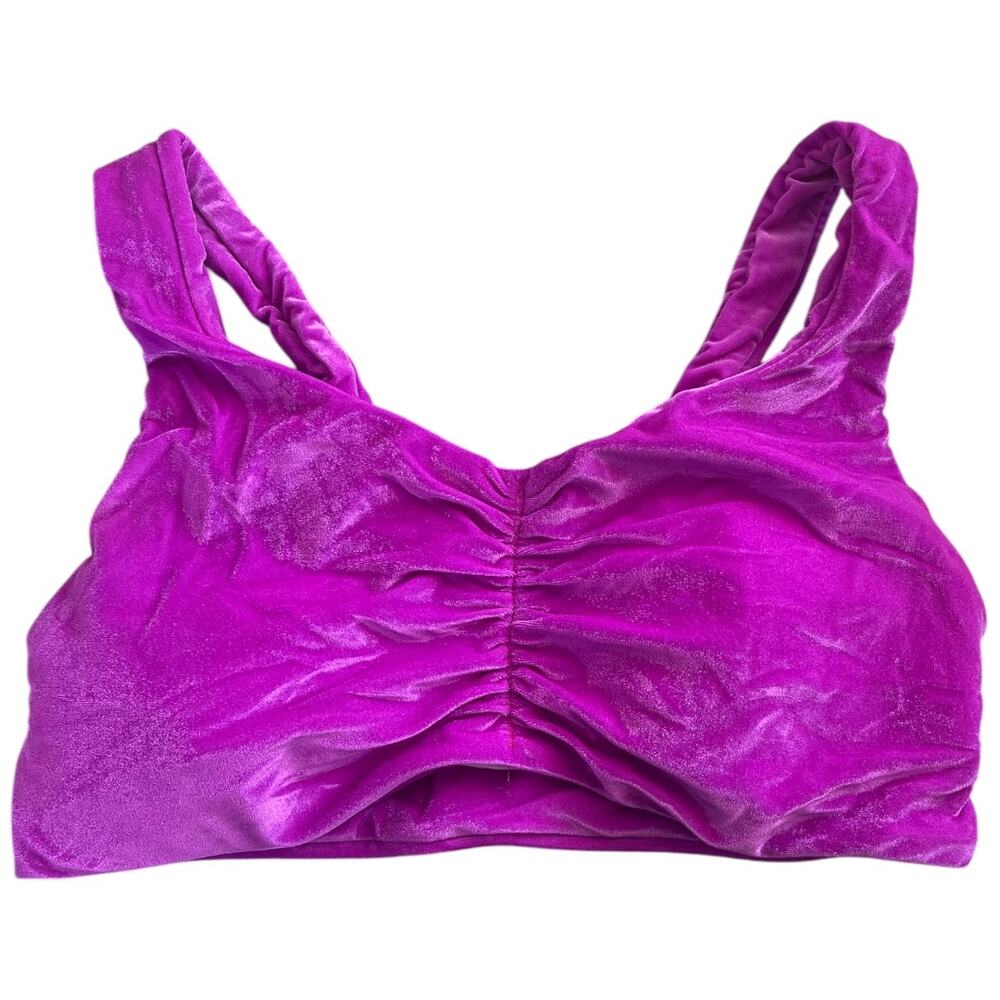 RAD Polewear fuschia pink/purple velvet sports bra top ruched Medium